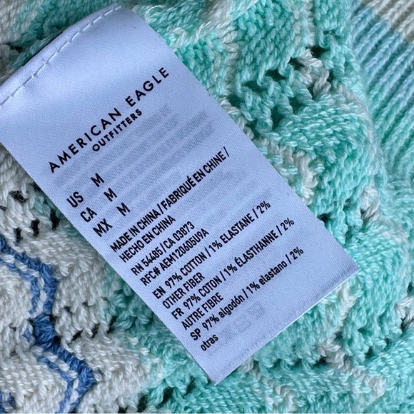 American Eagle Outfitters Blue & Mint Chevron Knit Crop Tank Top Size M - Picture 5 of 9